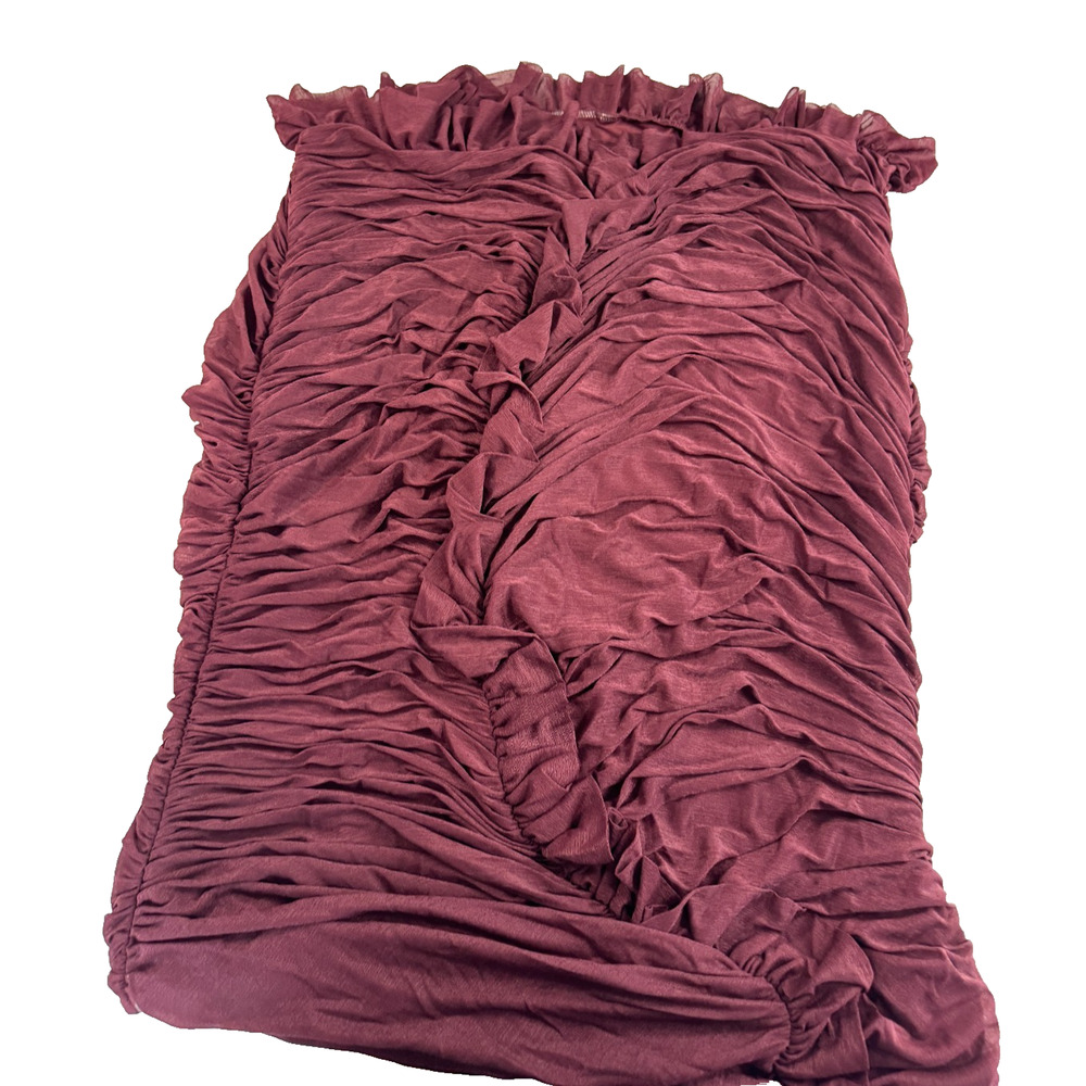 Wild Fable Women's Ruched Ruffle Tube Mini Bodycon Dress Burgundy 2X NWT